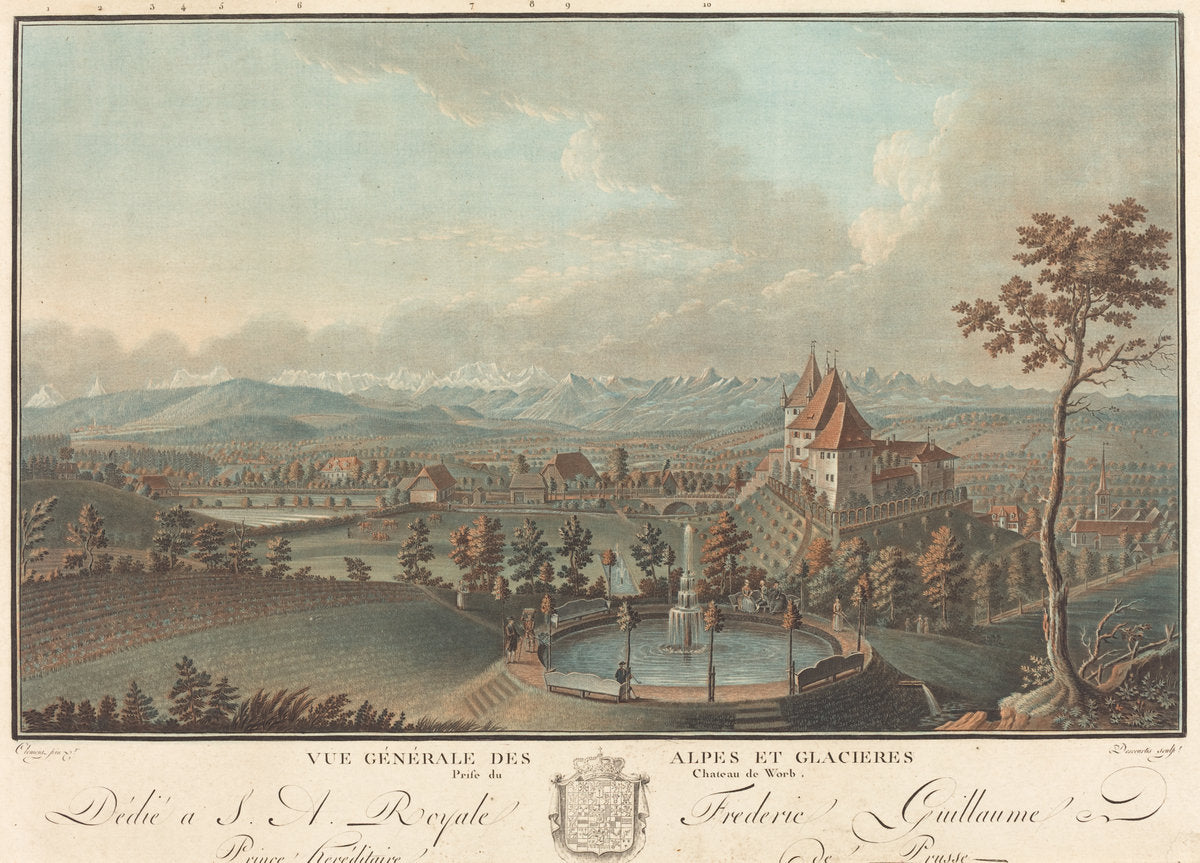Vue generale des Alpes et Glaciers by Charles-Melchior Descourtis (French, 1753 - 1820), 16X12"(A3)Poster Print