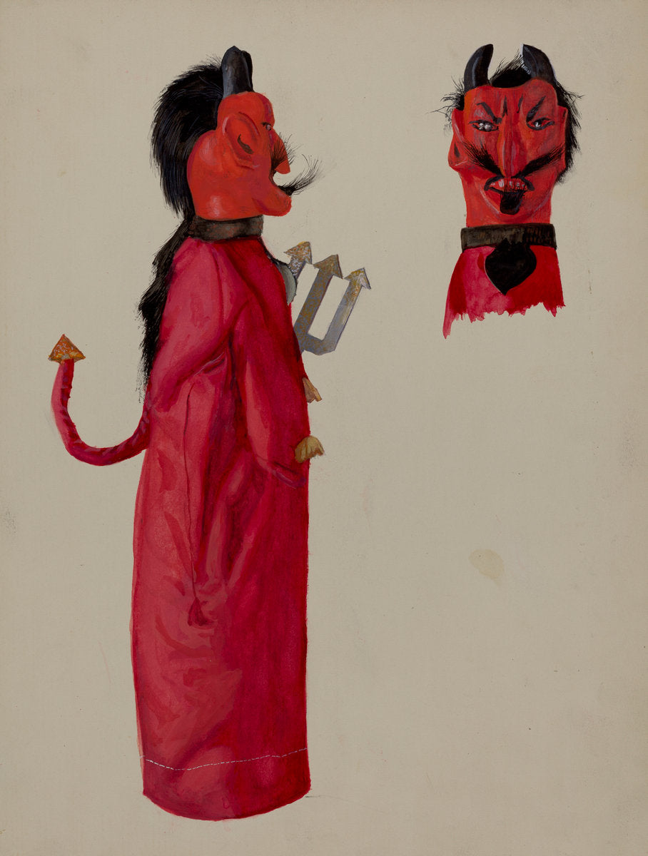 Hand Puppet - Devil by Joseph Shapiro (American, active c. 1935), 16X12"(A3)Poster Print