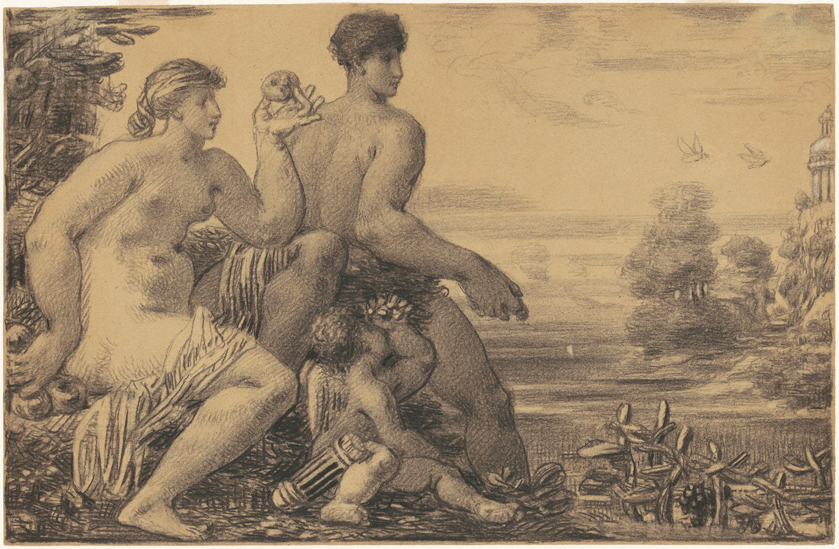 Venus, Mars, and Cupid by William P. Babcock (American, 1826 - 1899), 16X12"(A3)Poster Print