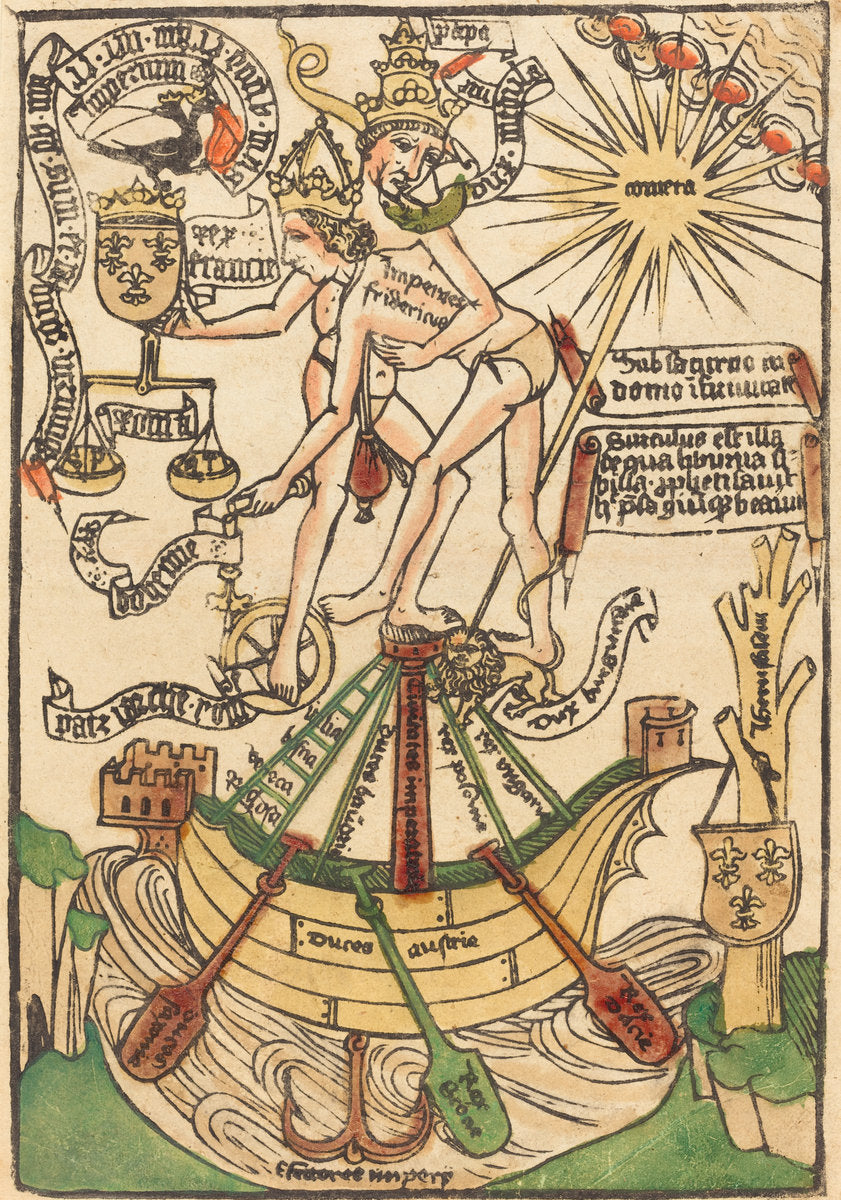c. 1470 by German 15th Century (Allegory of the Meeting of Pope Paul II and Emperor Frederick III), 16X12"(A3)Poster Print