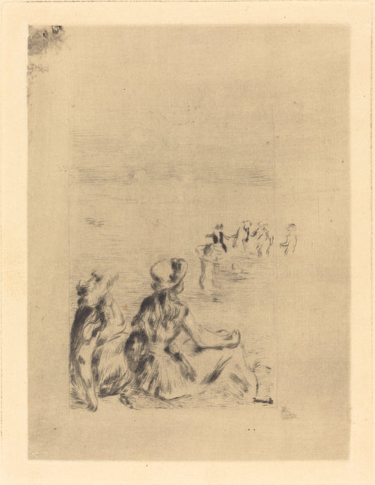 On the Beach - At Berneval (Sur la plage - a Berneval) by Auguste Renoir (French, 1841 - 1919), 16X12"(A3)Poster Print