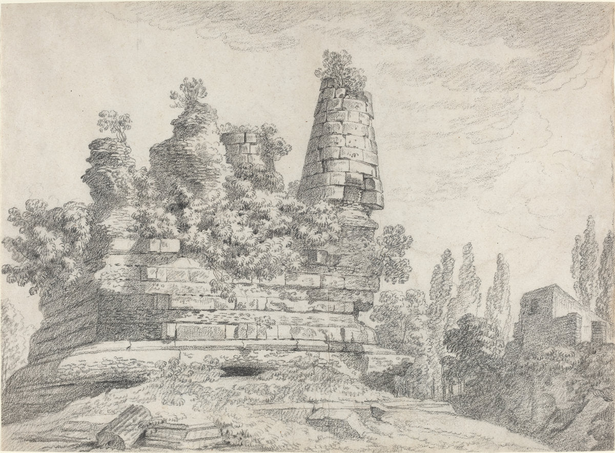 The Tomb of the Horatii and the Curatii at Albano by Louis Chaix (French, c. 1740 - 1811), 16X12"(A3)Poster Print