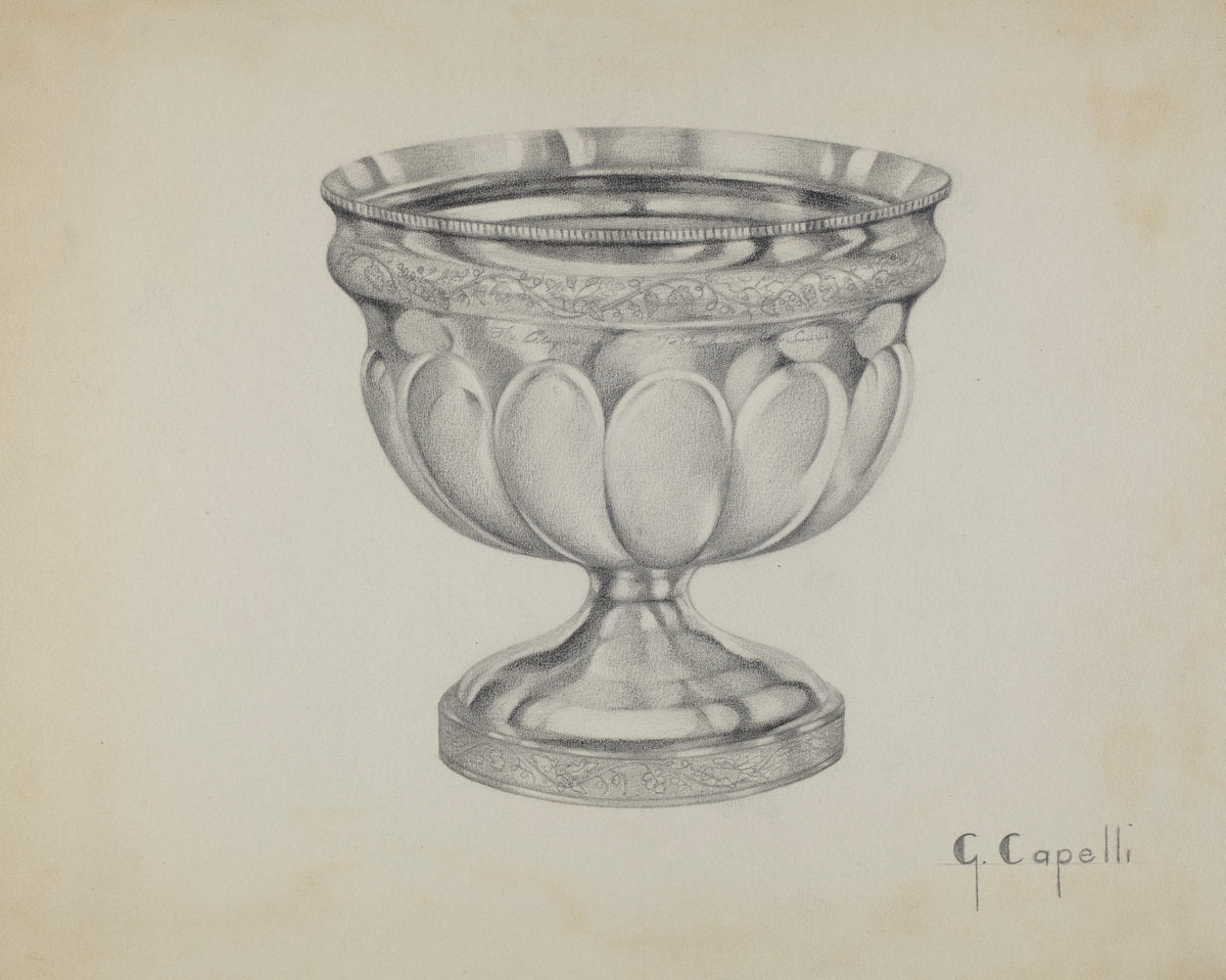 Silver Waste Bowl by Giacinto Capelli (American, active c. 1935), 16X12"(A3)Poster Print