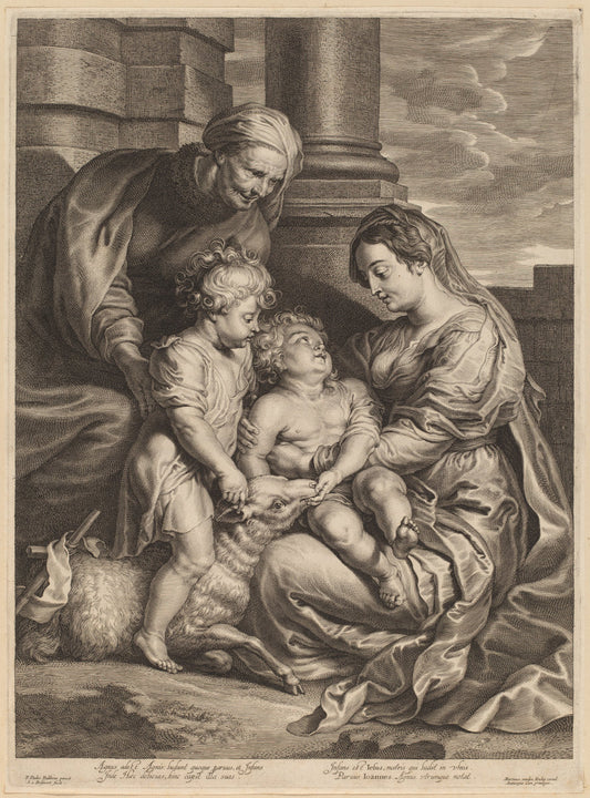 The Virgin and Child with Saint  Anne and Saint John by Schelte Adams Bolswert, after Sir Peter Paul Rubens (Flemish, 1586 - 1659), 16X12"(A3)Poster Print