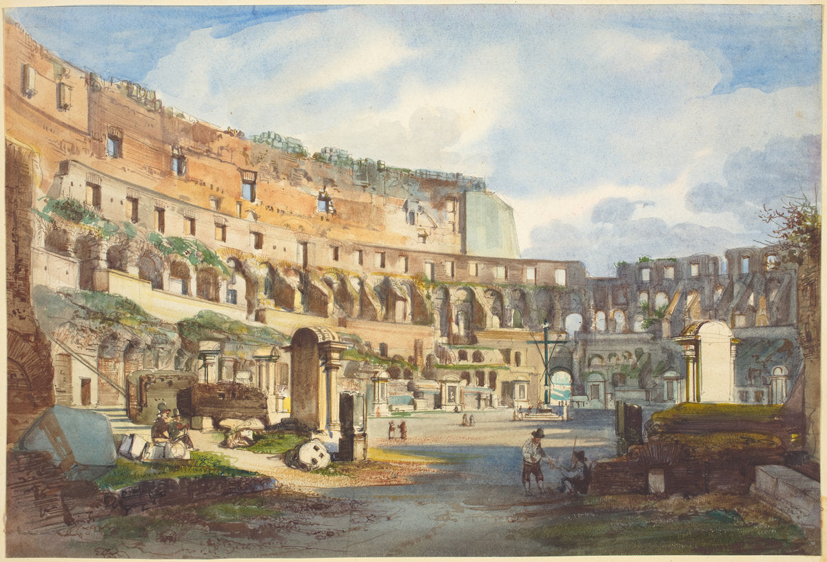 Interior of the Colosseum by Ippolito Caffi (Italian, 1809 - 1866), 16X12"(A3)Poster Print