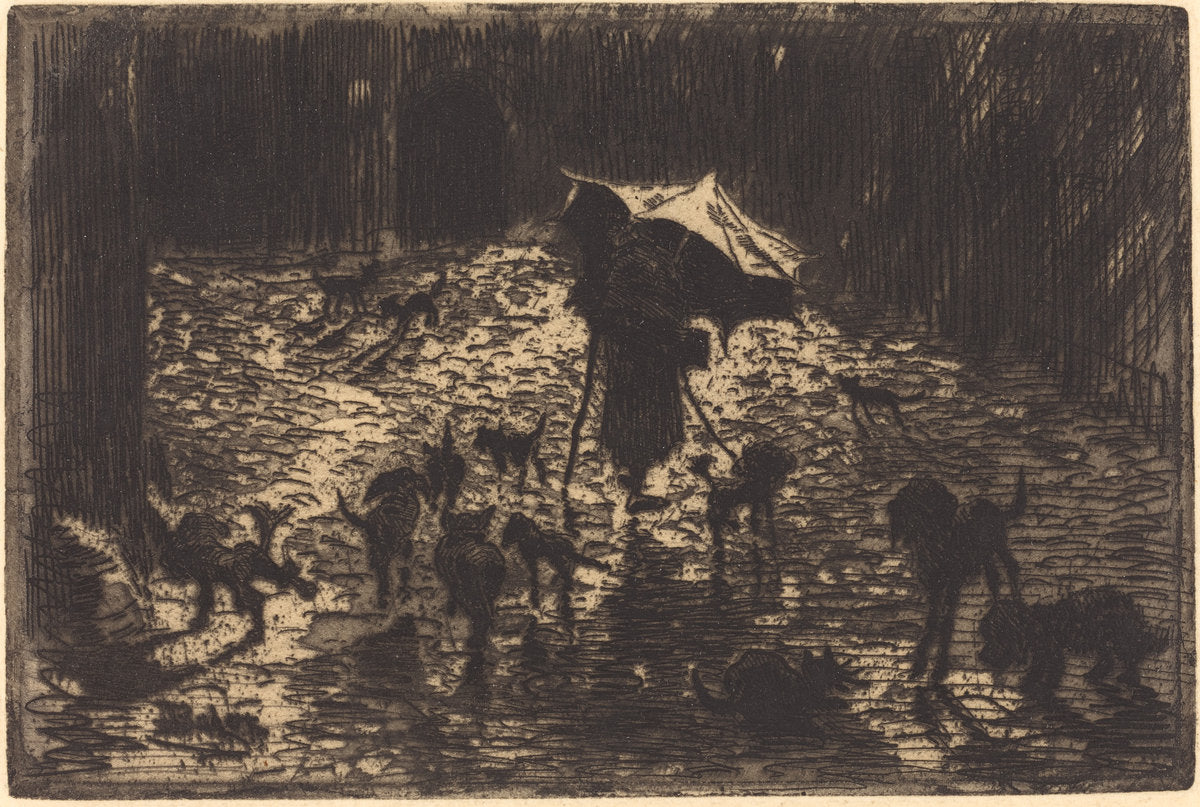 Les Noctambules (The Night Prowlers) by Félix-Hilaire Buhot (French, 1847 - 1898), 16X12"(A3)Poster Print