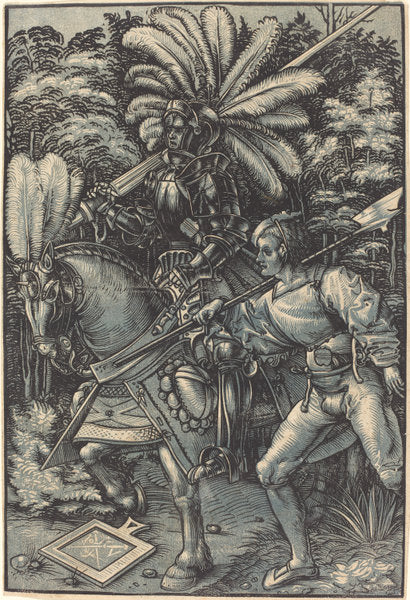 Knight and the Servant by Hans Wechtlin I (German, 1480/1485 - 1526 or after), 16X12"(A3)Poster Print