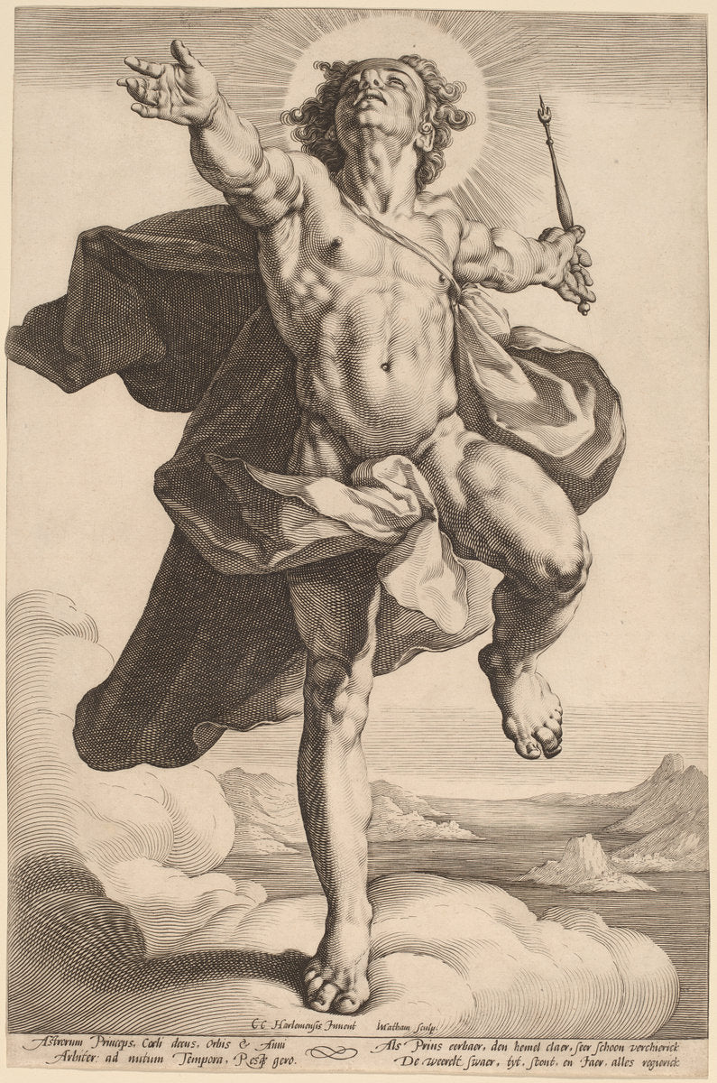 Apollo as Sol by Jacob Matham, after Cornelis Cornelisz van Haarlem (Dutch, 1571 - 1631), 16X12"(A3)Poster Print