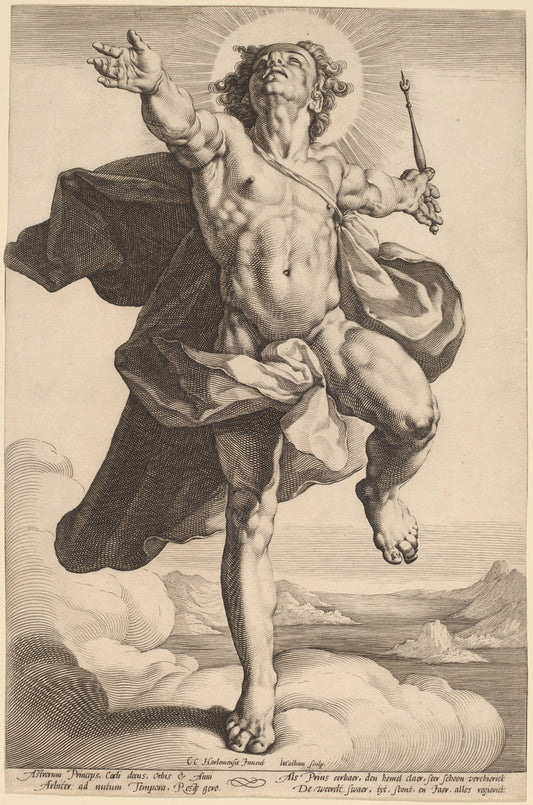 Apollo as Sol by Jacob Matham, after Cornelis Cornelisz van Haarlem (Dutch, 1571 - 1631), 16X12"(A3)Poster Print