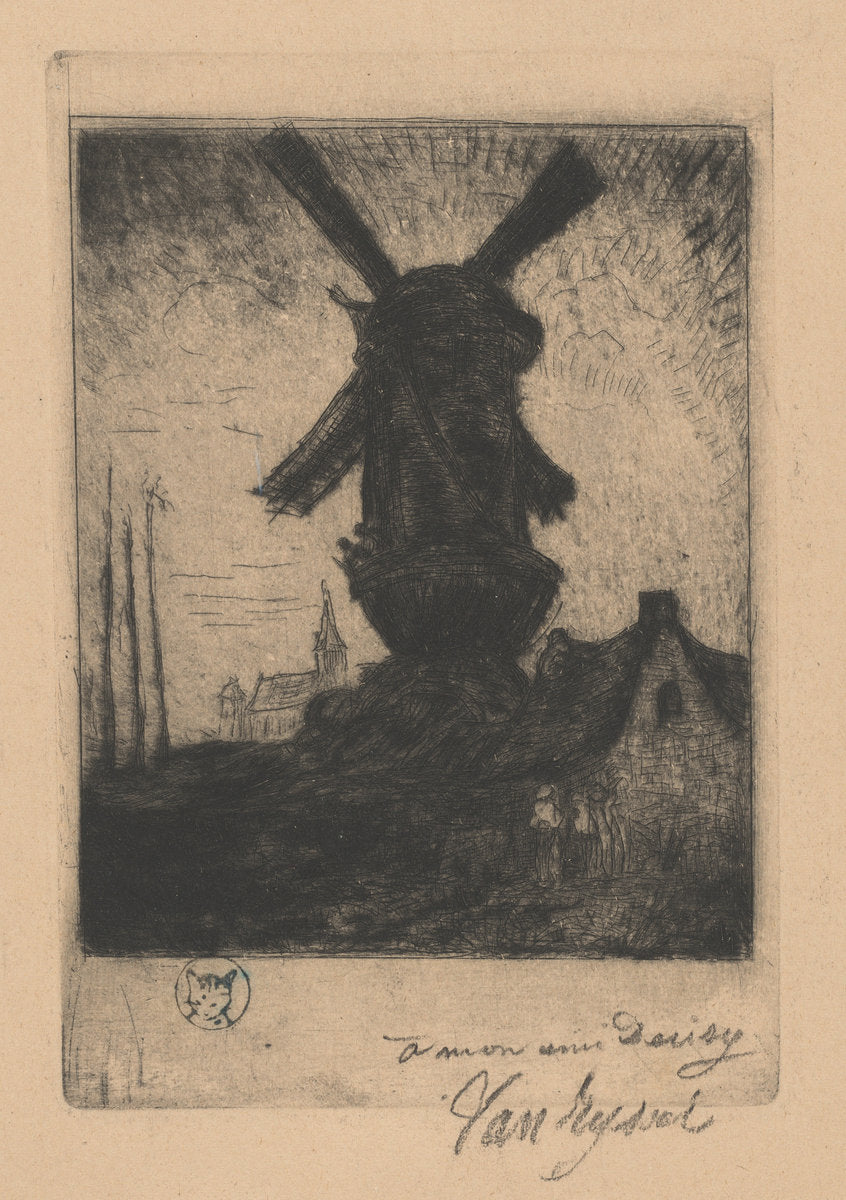 North Windmill in the Creuse Valley by Paul-Ferdinand Gachet (French, 1828 - 1909), 16X12"(A3)Poster Print