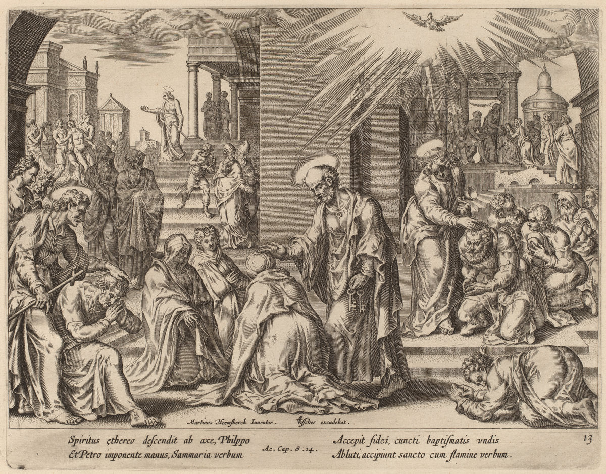 The People of Samaria Receive the Word of God by Philip Galle after Maerten van Heemskerck (Flemish, 1537 - 1612), 16X12"(A3)Poster Print