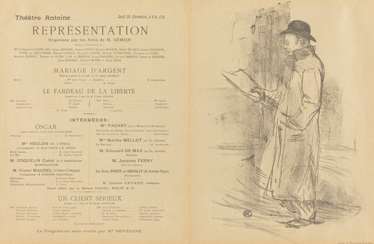 Mariage d'argent; Le Fardeau de la liberté; Un Client sérieux [recto] by Henri de Toulouse-Lautrec (French, 1864 - 1901), 16X12"(A3)Poster Print