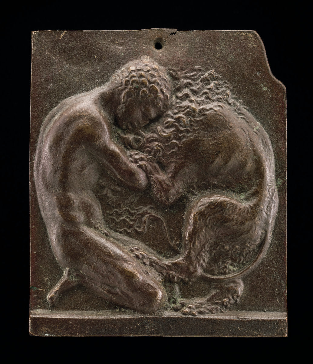 Hercules and the Nemean Lion by Attributed to Moderno (Veronese, 1467 - 1528), 16X12"(A3)Poster Print