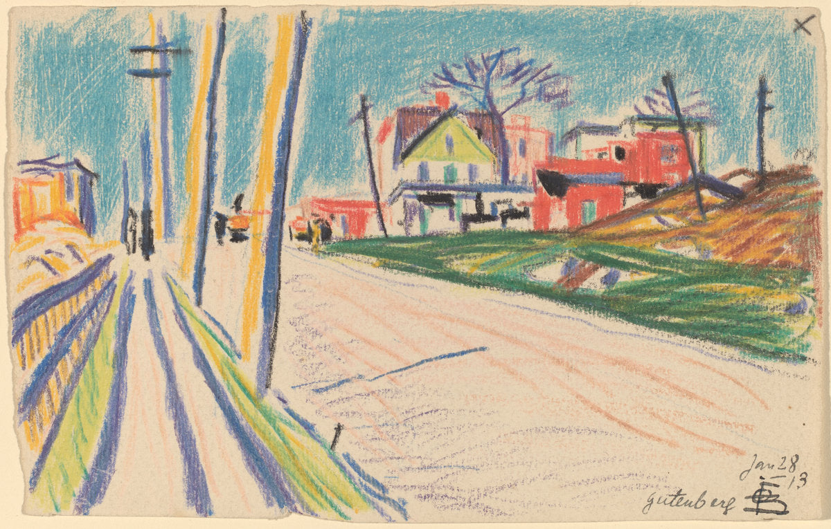 Street in the Bronx by Oscar F. Bluemner (American, 1867 - 1938), 16X12"(A3)Poster Print
