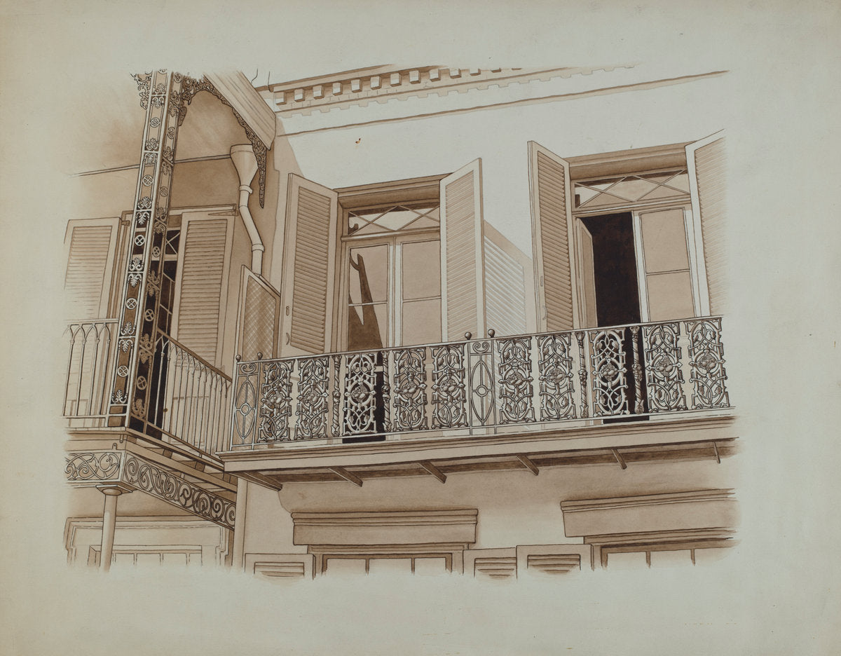 Cast Iron Balcony Rail by Joseph L. Boyd (American, active c. 1935), 16X12"(A3)Poster Print