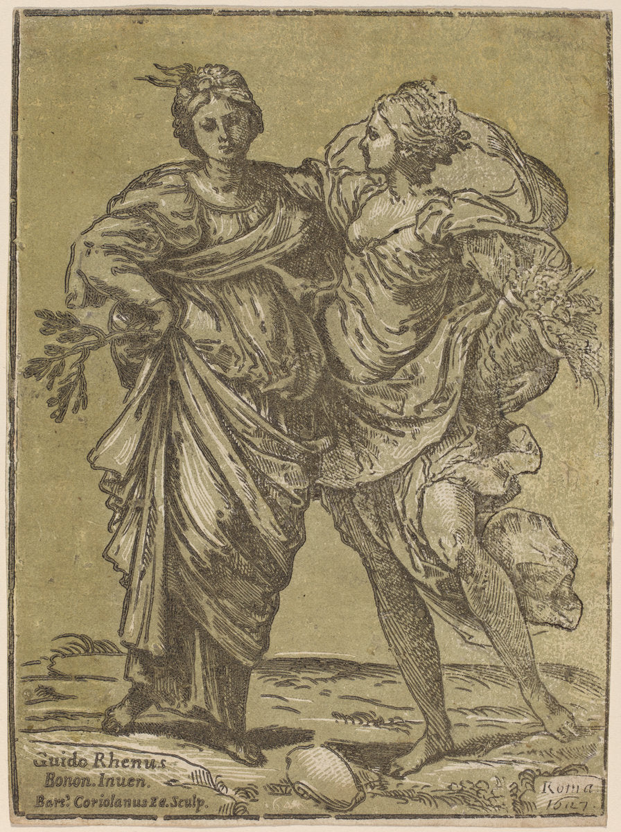 Alliance of Peace and Abundance by Bartolomeo Coriolano after Guido Reni (Italian, active 1627/1653), 16X12"(A3)Poster Print