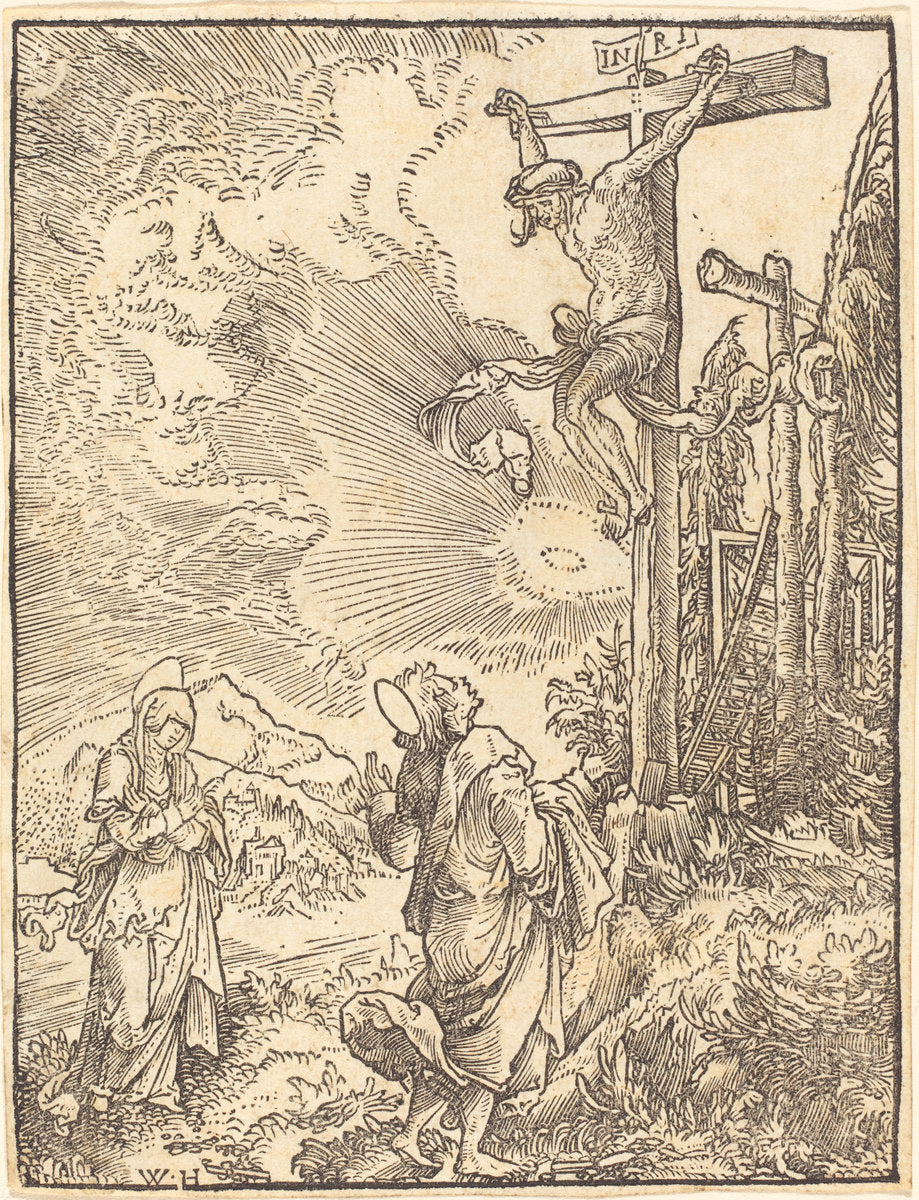 The Crucifixion by Wolf Huber (German, c. 1485/1490 - 1553), 16X12"(A3)Poster Print
