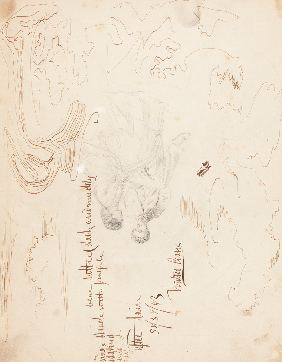 Sketch of a Couple Seated with Cloud Studies [verso] by Walter Crane (British, 1845 - 1915), 16X12"(A3)Poster Print