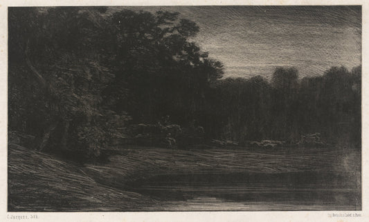 Deer Hunt (La chasse au cerf) by Charles Émile Jacque (French, 1813 - 1894), 16X12"(A3)Poster Print