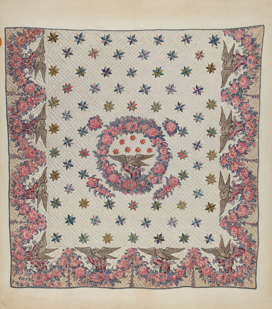 1935/1942 by American 20th Century (Centennial Quilt), 16X12"(A3)Poster Print