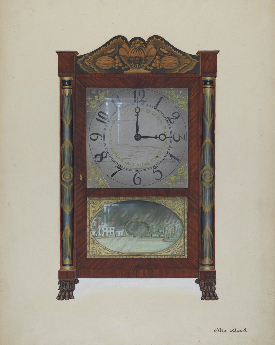 Clock by Rex F. Bush (American, active c. 1935), 16X12"(A3)Poster Print