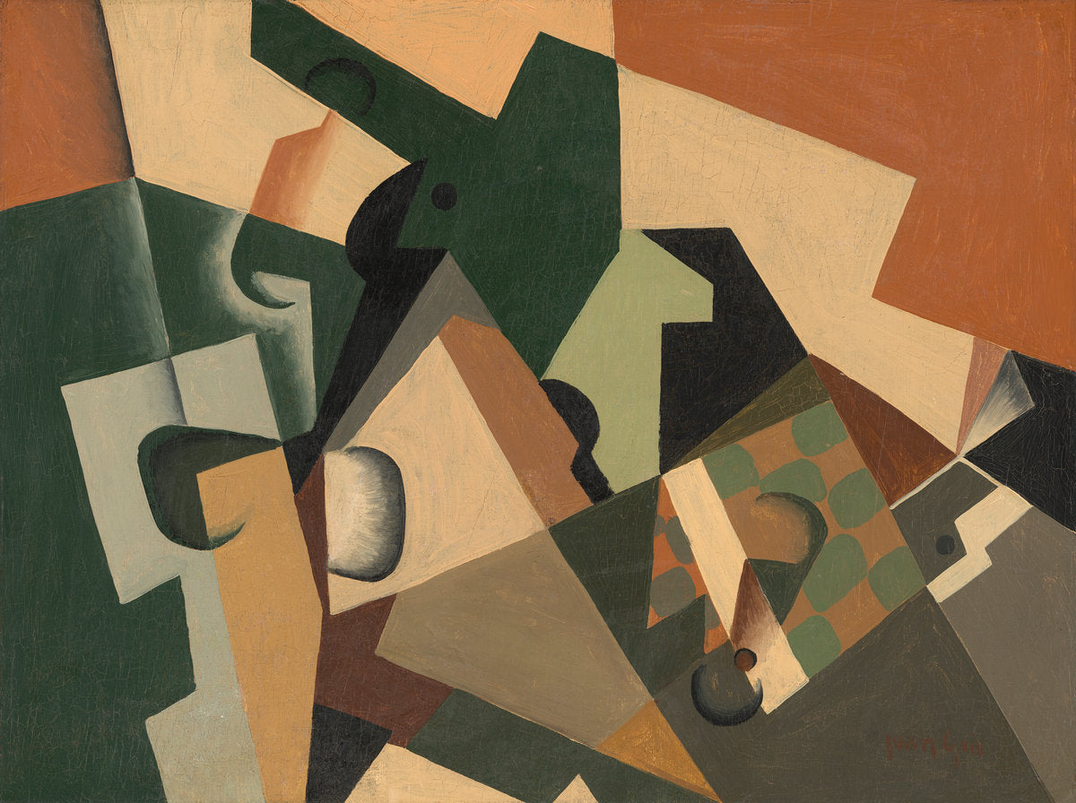 Glass and Checkerboard by Juan Gris (Spanish, 1887 - 1927), 16X12"(A3)Poster Print