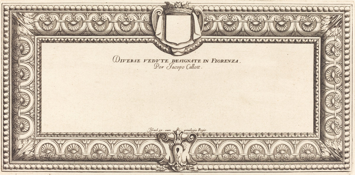 Title Page for Callot's "Various Italian Landscapes" by Attributed to François Collignon (French, c. 1609 - 1657), 16X12"(A3)Poster Print