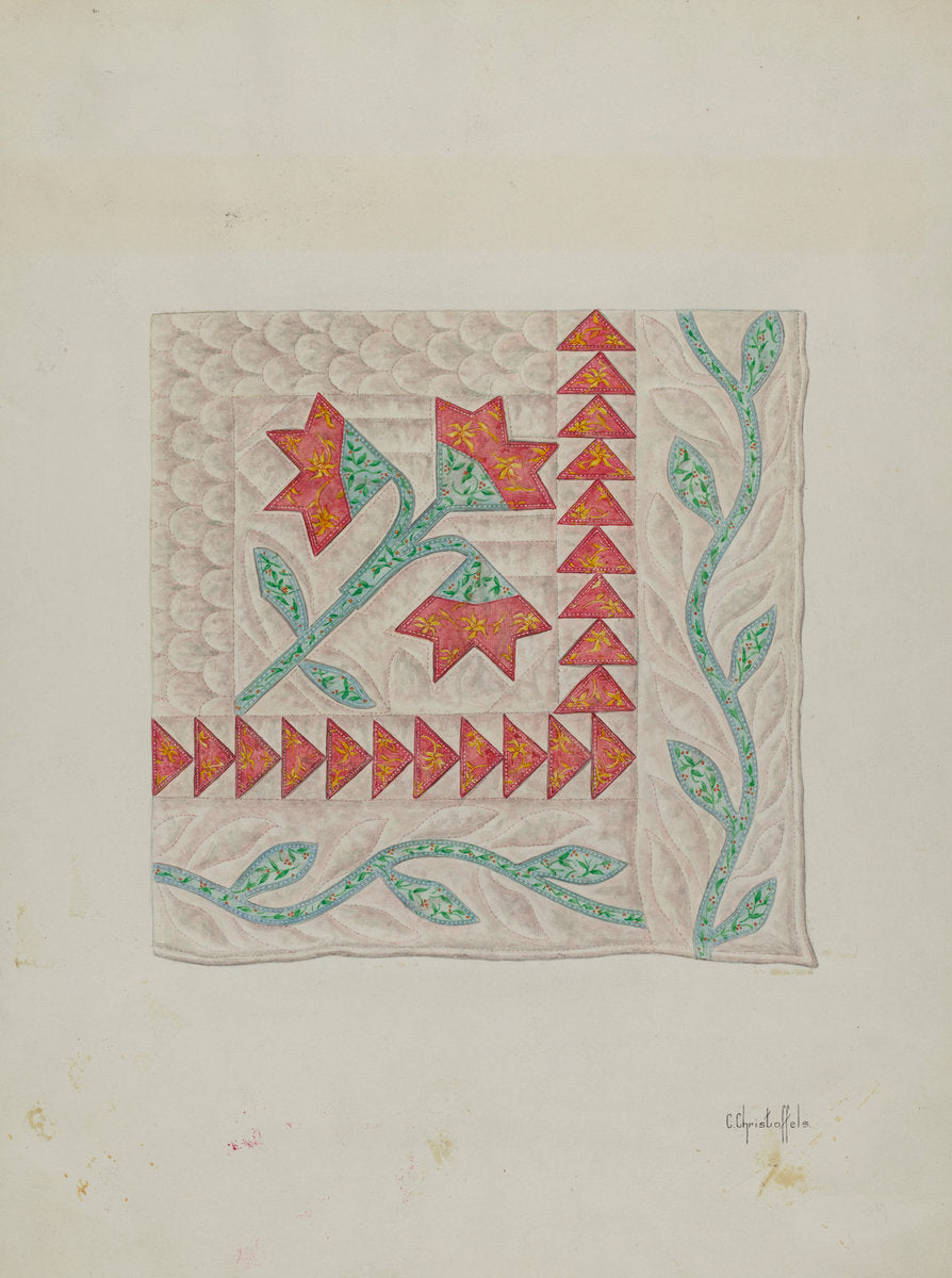 Quilt (Corner Section) by Cornelius Christoffels (American, active c. 1935), 16X12"(A3)Poster Print