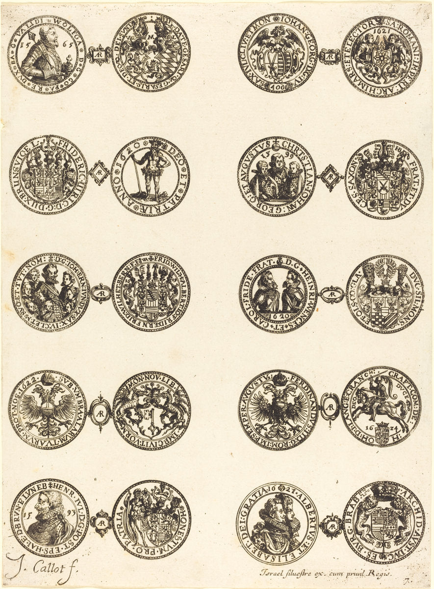 Coins [plate 7] by Jacques Callot (French, 1592 - 1635), 16X12"(A3)Poster Print
