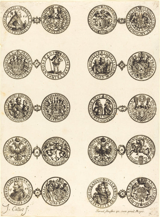 Coins [plate 7] by Jacques Callot (French, 1592 - 1635), 16X12"(A3)Poster Print