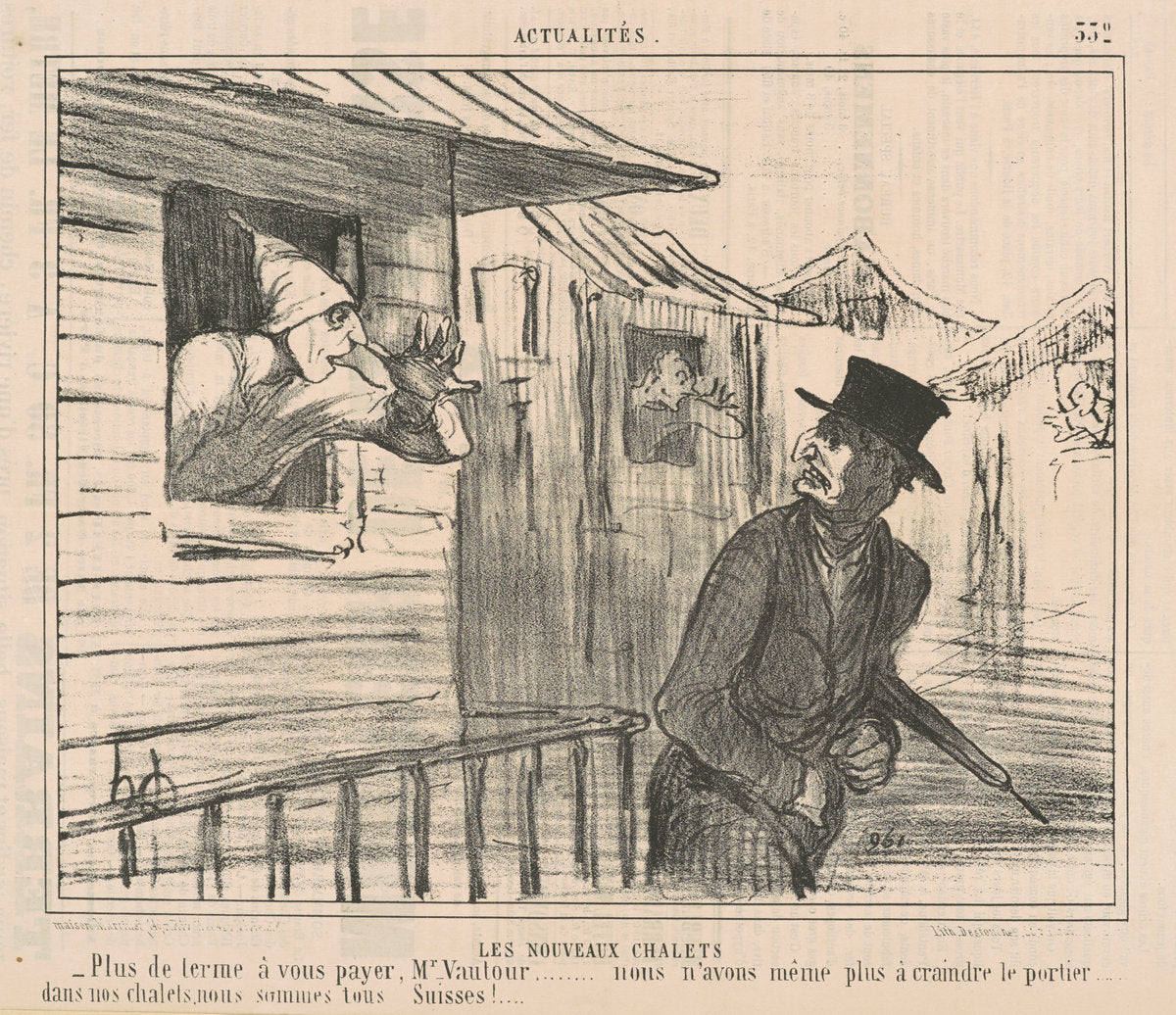 Les nouveaux chalets by Honoré Daumier (French, 1808 - 1879), 16X12"(A3)Poster Print