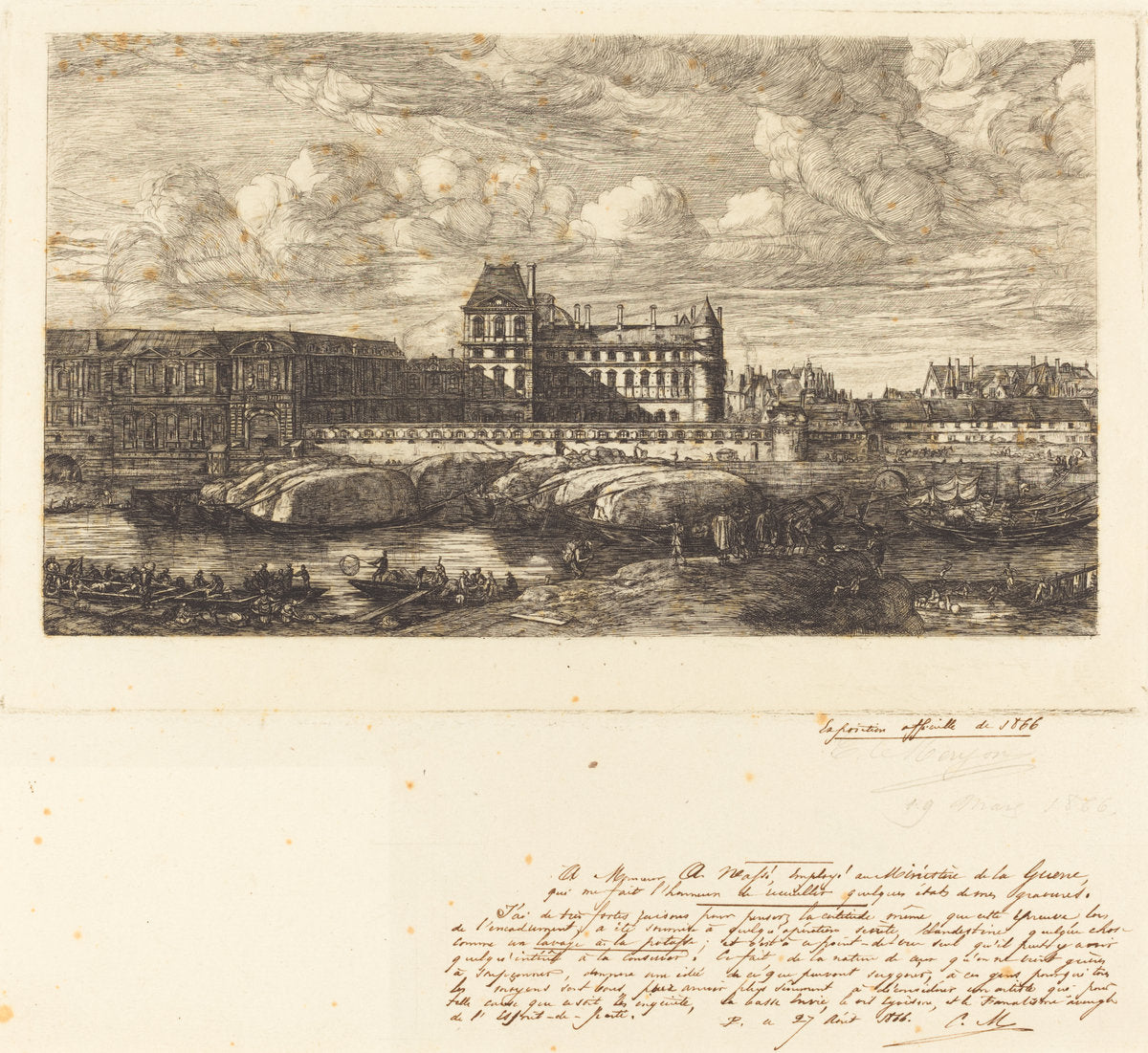 L'ancien Louvre d'après une peinture de Zeeman, 1651 (The Old Louvre, from a Painting by Zeeman, 1651) by Charles Meryon (French, 1821 - 1868), 16X12"(A3)Poster Print