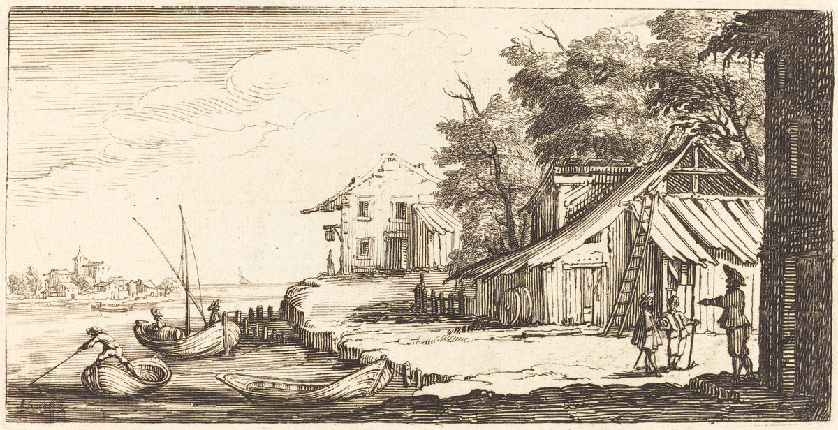 1635 or after by after Jacques Callot (River Bank), 16X12"(A3)Poster Print