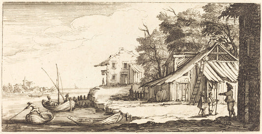 1635 or after by after Jacques Callot (River Bank), 16X12"(A3)Poster Print