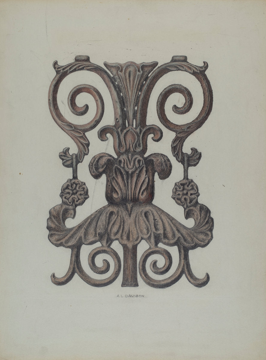 Section of Cast Iron Balcony by Austin L. Davison (American, active c. 1935), 16X12"(A3)Poster Print