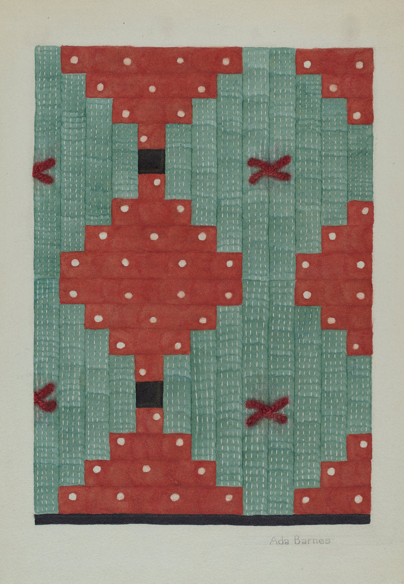 Log Cabin Quilt by Ada Barnes (American, active c. 1935), 16X12"(A3)Poster Print