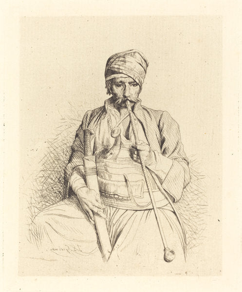 Seated Arab with Pipe by Jean-Léon Gérôme (French, 1824 - 1904), 16X12"(A3)Poster Print