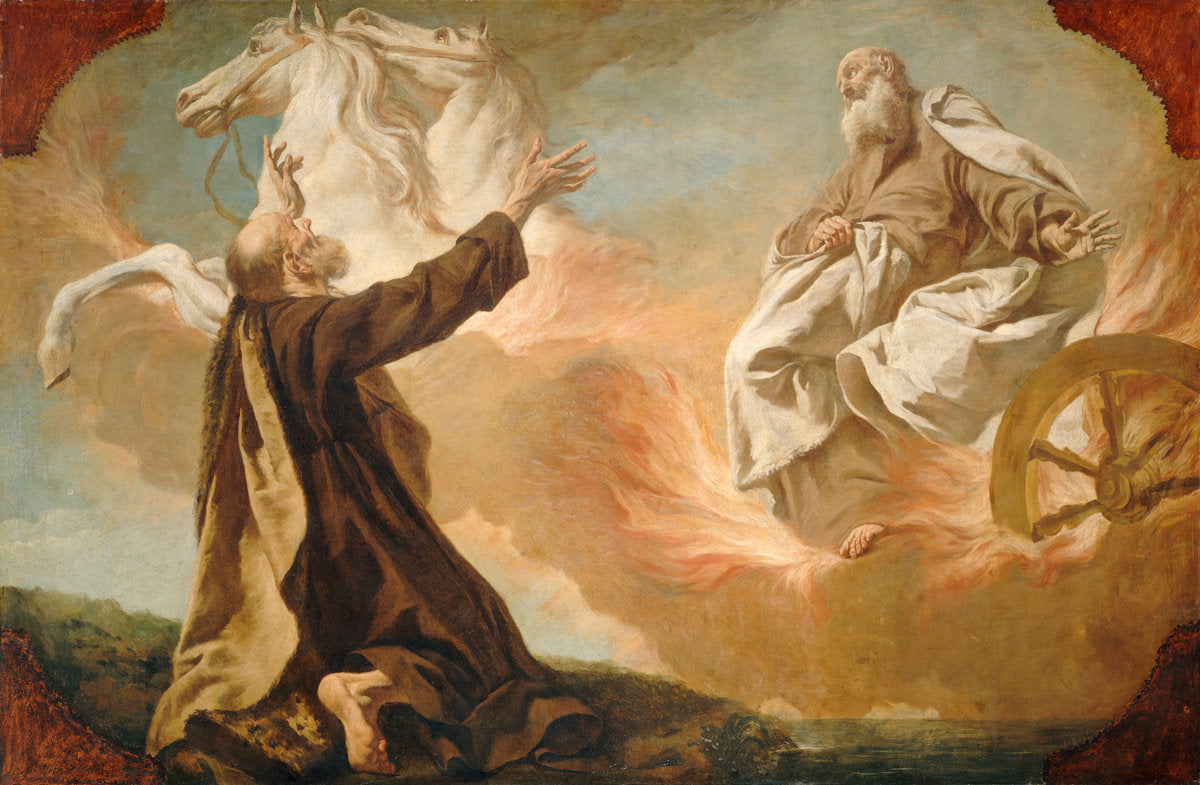 Elijah Taken Up in a Chariot of Fire by Giuseppe Angeli (Italian, 1712 - 1798), 16X12"(A3)Poster Print