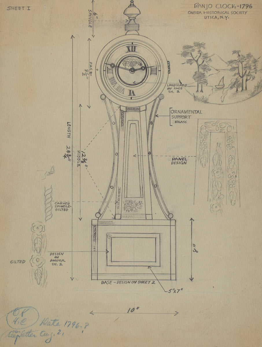 1935/1942 by American 20th Century (Banjo Clock), 16X12"(A3)Poster Print