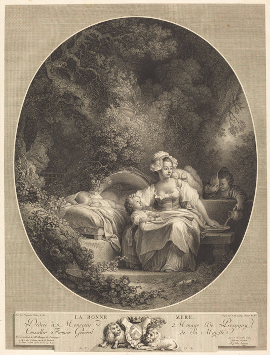 La Bonne Mère by Nicolas Delaunay after Jean-Honoré Fragonard (French, 1739 - 1792), 16X12"(A3)Poster Print