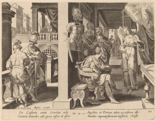 The Angel Commands Cornelius to Fetch Saint Peter by Philip Galle after Jan van der Straet (Flemish, 1537 - 1612), 16X12"(A3)Poster Print