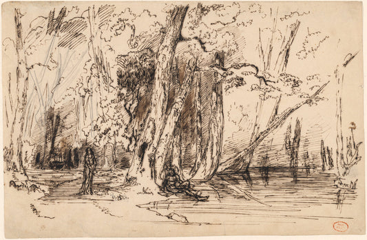 Flooding in the Forest of the Ile Séguin by Paul Huet (French, 1803 - 1869), 16X12"(A3)Poster Print