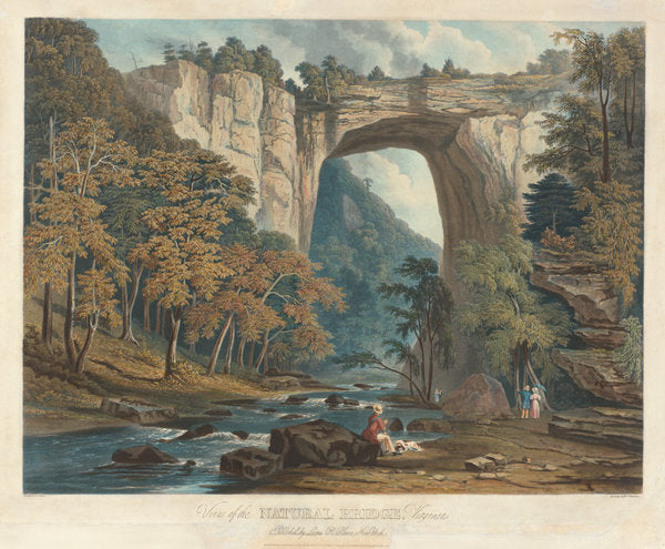 View of the Natural Bridge by William James Bennett after Jacob C. Ward (American, born England, c. 1787 - 1844), 16X12"(A3)Poster Print