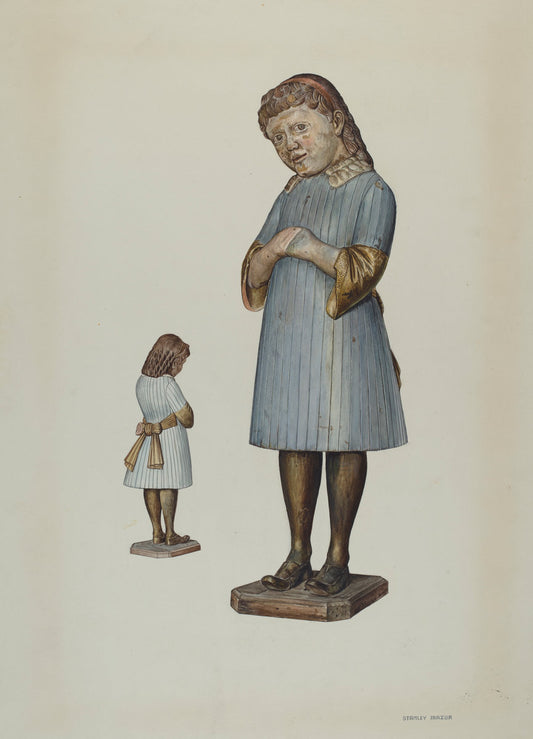 Little Fanny Carved Figure by Stanley Mazur (American, active c. 1935), 16X12"(A3)Poster Print