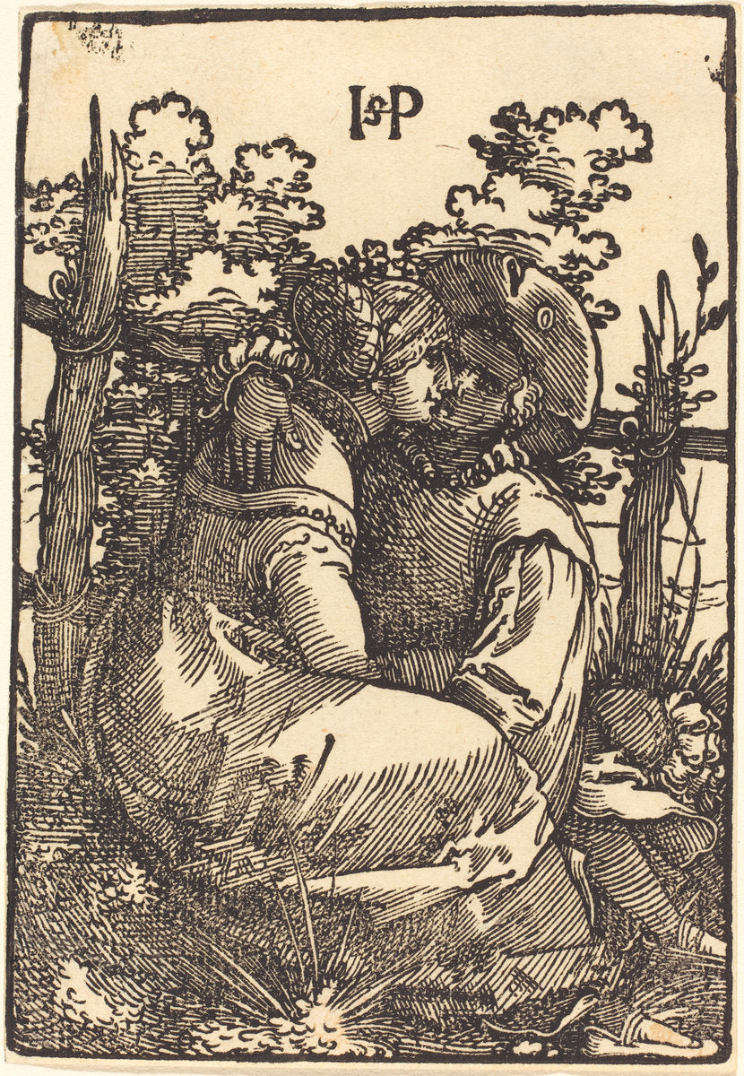 Lovers by a Fence by Sebald Beham (German, 1500 - 1550), 16X12"(A3)Poster Print