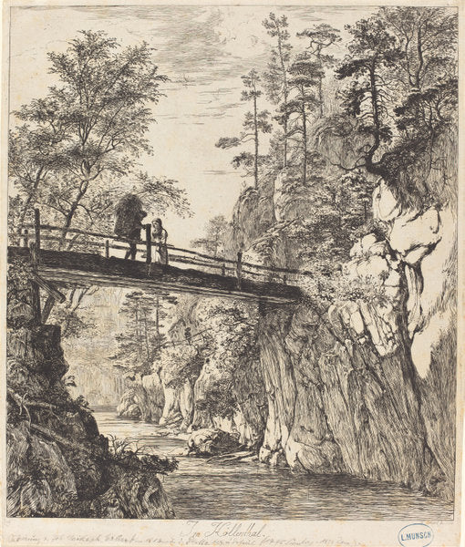 Im Höllenthal (In the Höllen Valley) by Johann Christoph Erhard (German, 1795 - 1822), 16X12"(A3)Poster Print