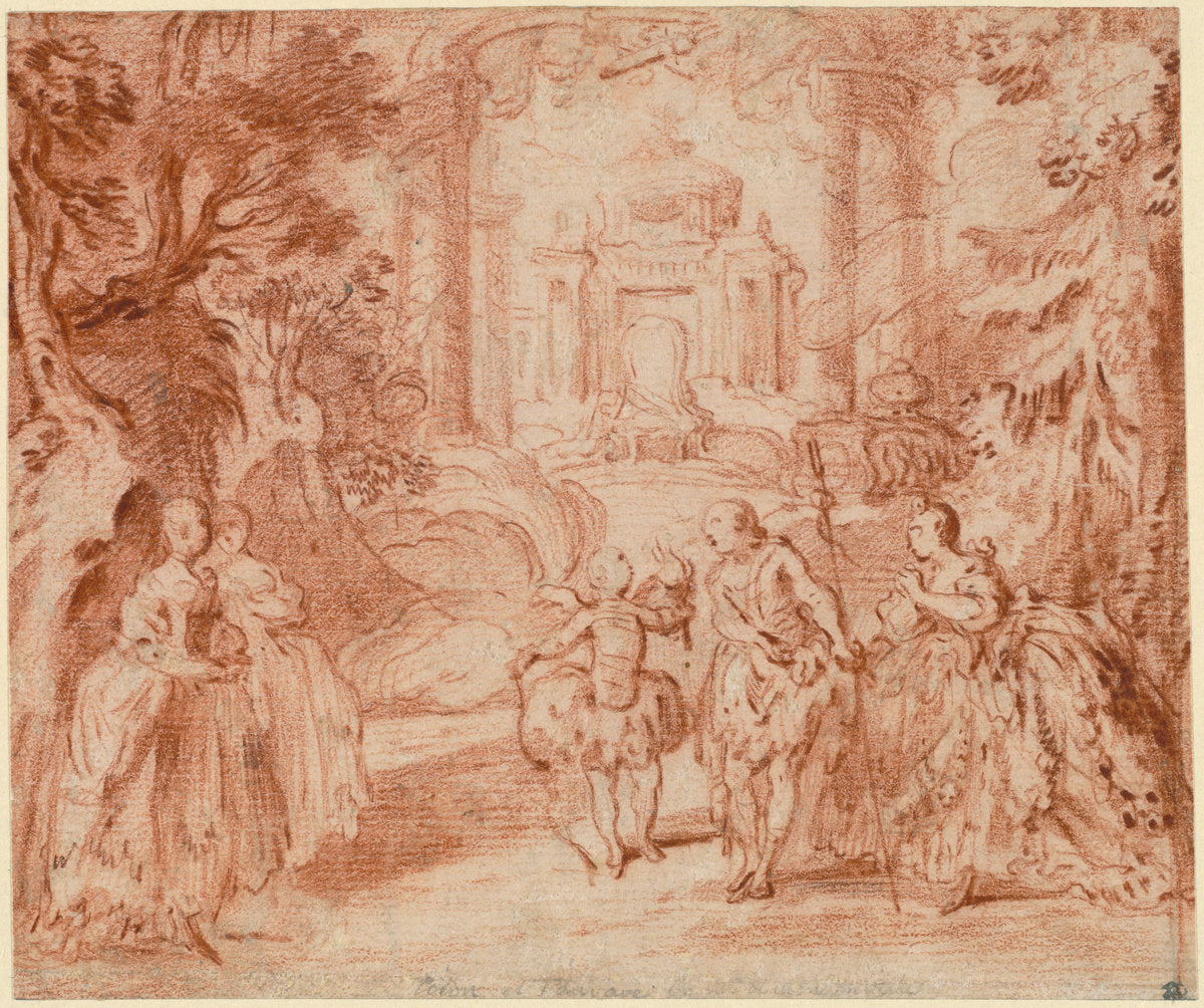 The Divertissement from Voltaire's "La princesse de Navarre" by Gabriel Jacques de Saint-Aubin (French, 1724 - 1780), 16X12"(A3)Poster Print