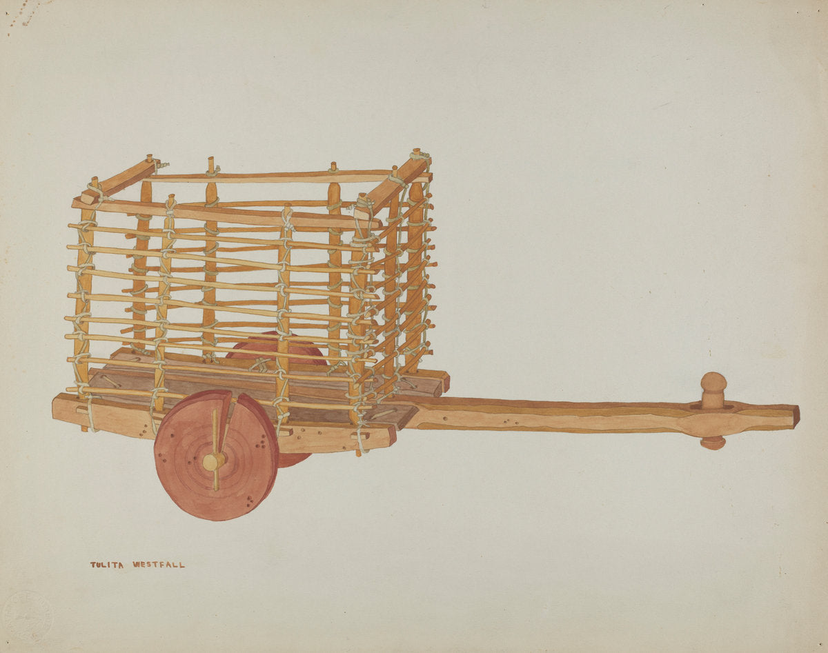 Wooden Cart by Tulita Westfall (American, active c. 1935), 16X12"(A3)Poster Print