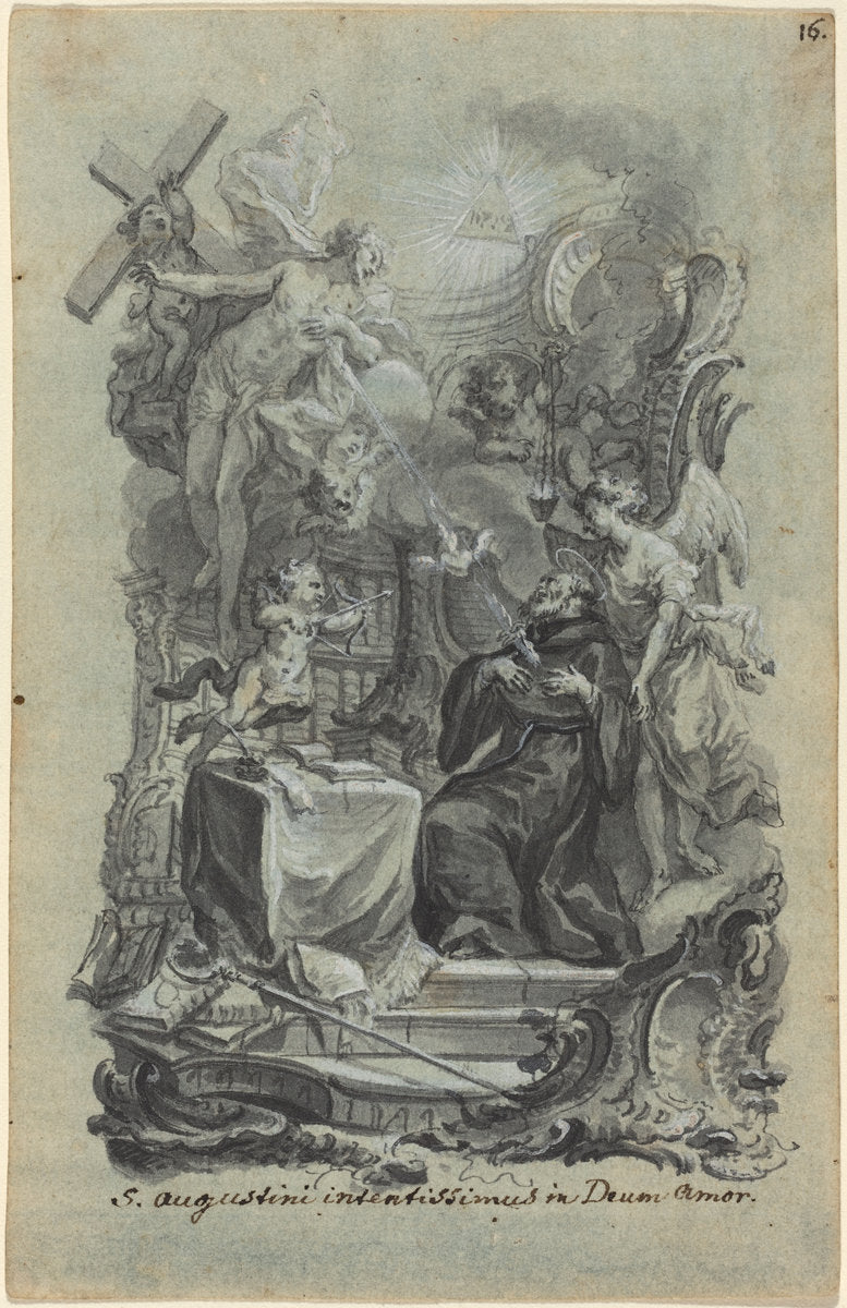 Saint Augustine's Zealous Love of God by Joseph Christ (German, 1732 - 1788), 16X12"(A3)Poster Print