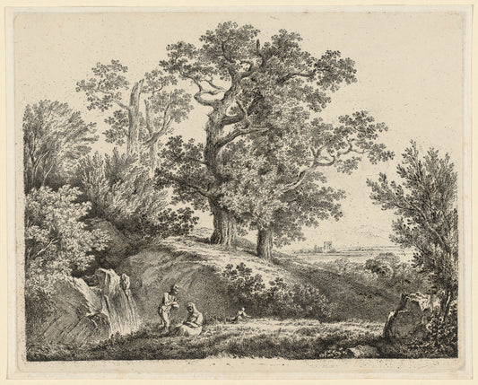 Landscape with a Waterfall and a Resting Family by Martin von Molitor (Austrian, 1759 - 1812), 16X12"(A3)Poster Print
